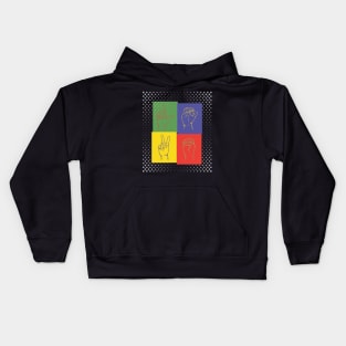 Deaf Culture, Love pop art, colorful and fun for ASL and Deaf Community, American sign language Kids Hoodie